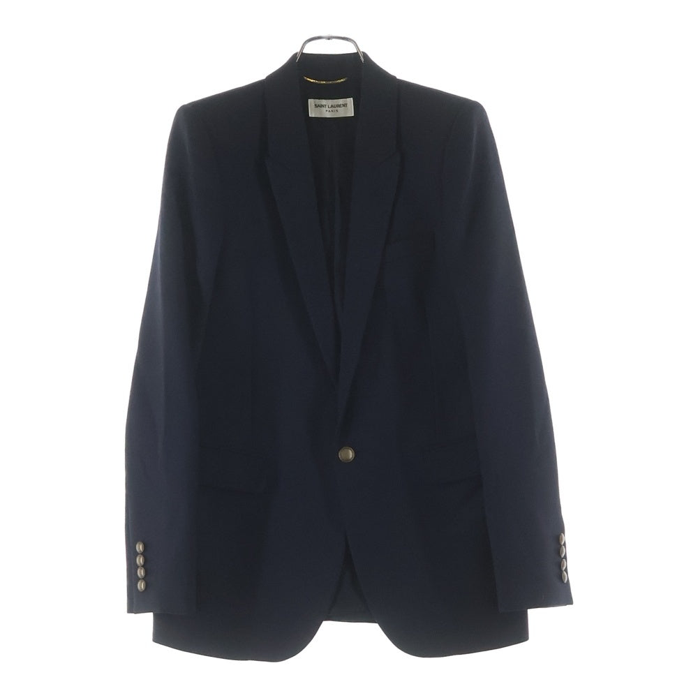 SAINT LAURENT PARIS(サンローランパリ) ナロー ピークドラペル 1B ウール テーラードジャケット ネイビー 625435