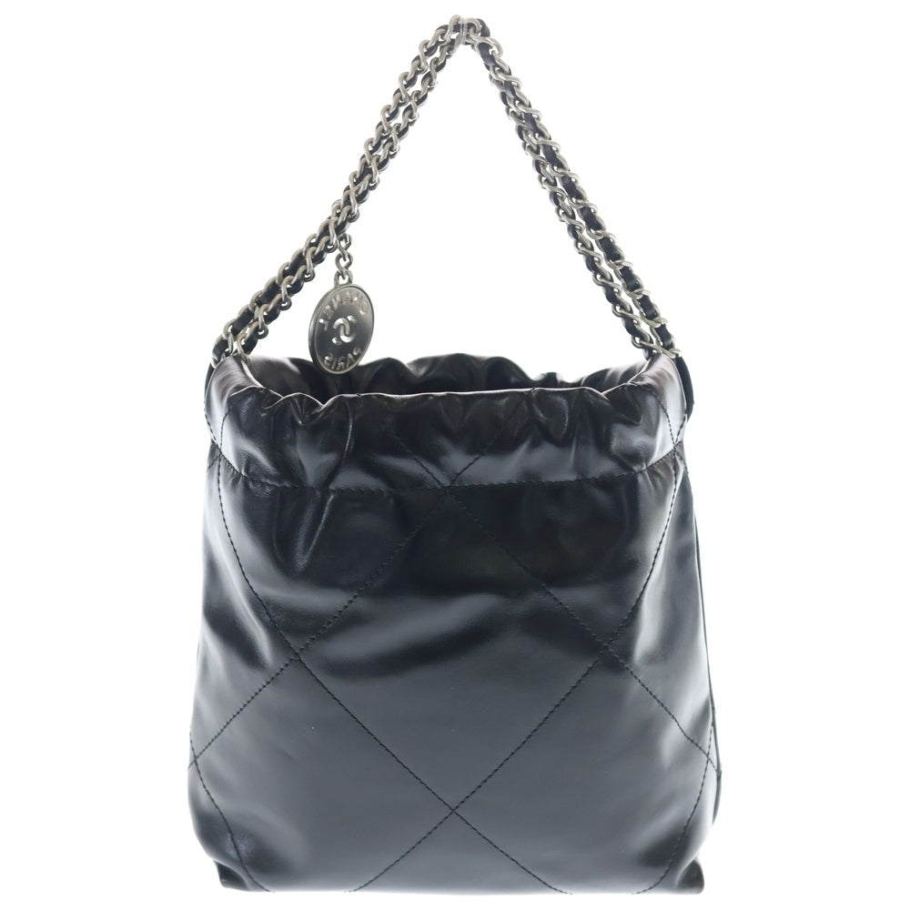 CHANEL(シャネル) シャネル22 ミニ チェーンショルダーバッグ シルバー金具 ブラック プレート レディース