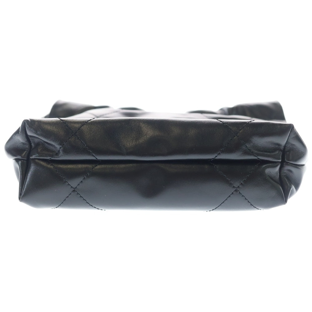 CHANEL(シャネル) シャネル22 ミニ チェーンショルダーバッグ シルバー金具 ブラック プレート レディース
