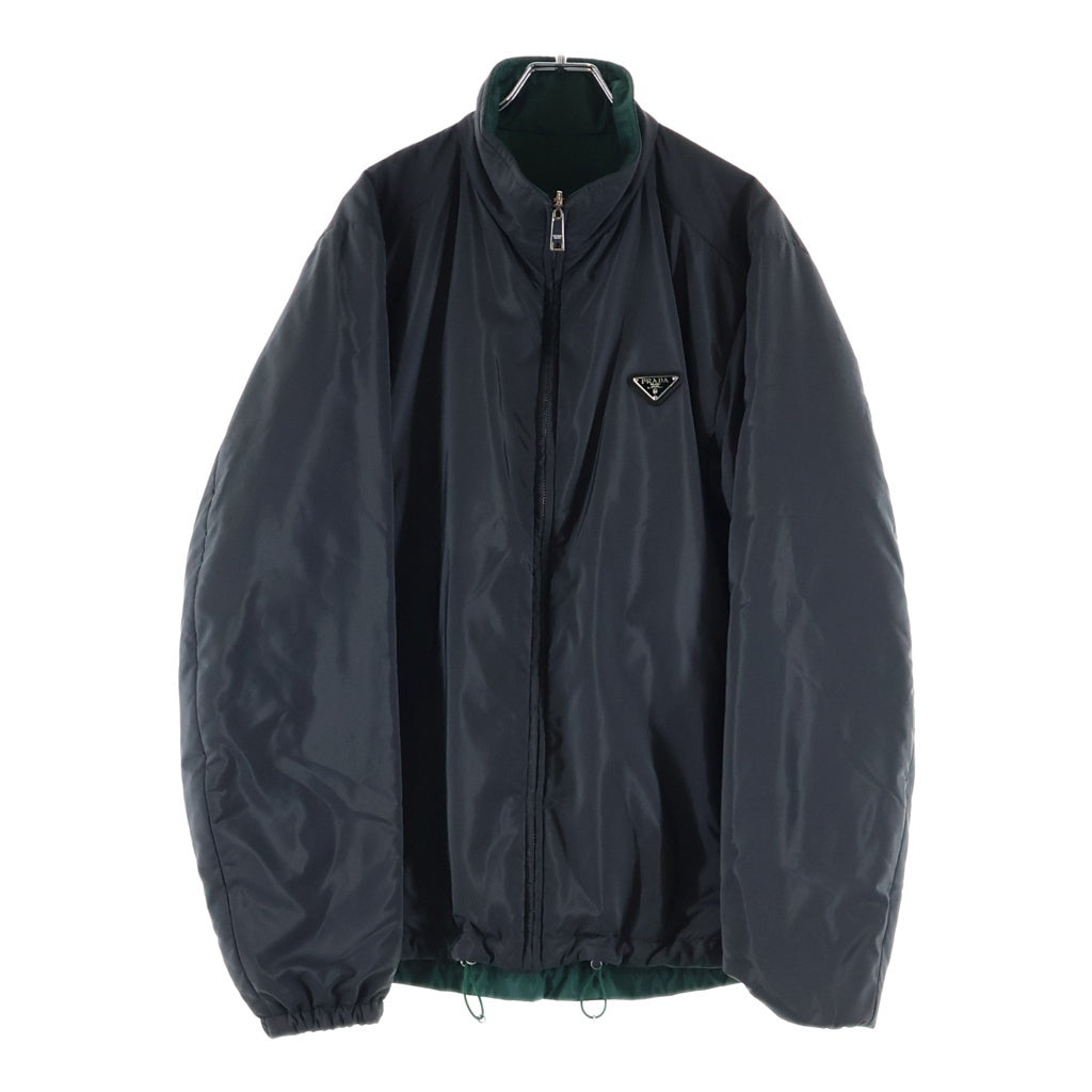 PRADA(プラダ) Re-Nylon リナイロン トライアングルロゴプレート リバーシブル ジップアップ 中綿 ジャケット ブラックグリーン SGB223