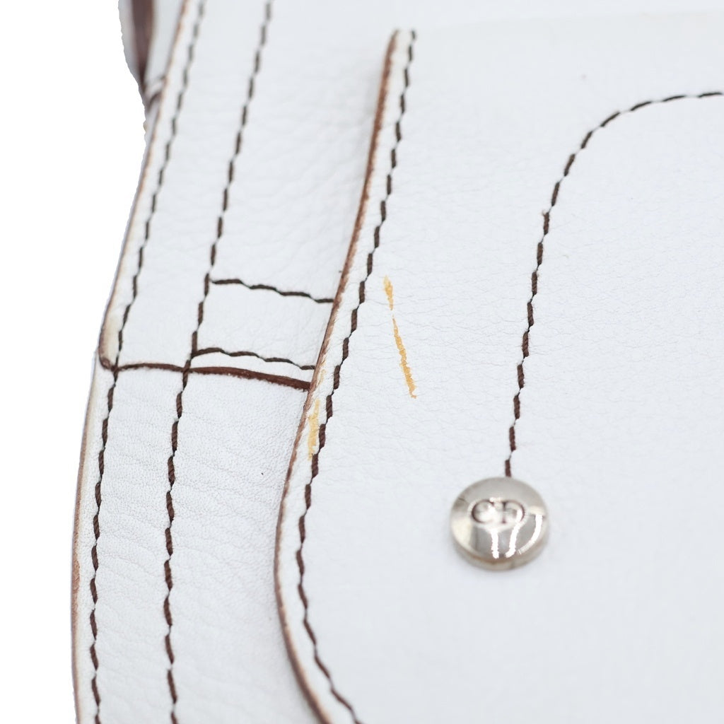 Christian Dior(クリスチャンディオール) サドル ステッチ ショルダーバッグ ホワイト レザー シルバー金具 レディース