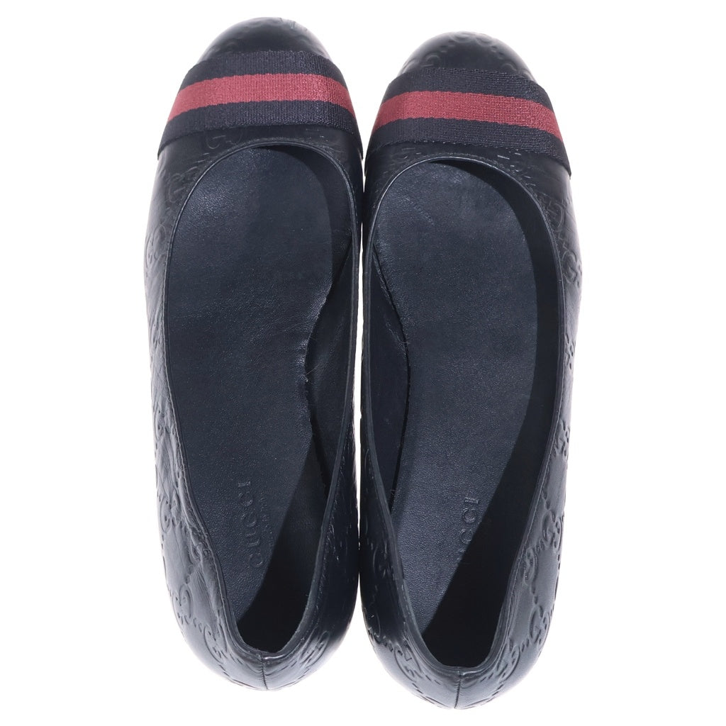 GUCCI(グッチ) シェリーライン GG総柄 レザー パンプス フラットシューズ ブラック レディース