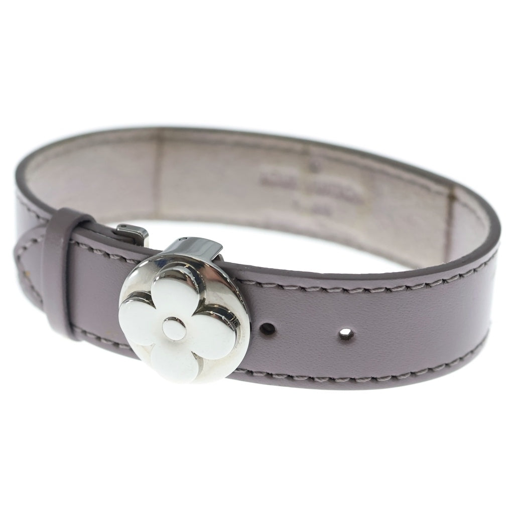 LOUIS VUITTON(ルイヴィトン) ブラスレ ヴー グッドラック モノグラム フラワー レザー ブレスレット シルバー金具 パープル M34448 レディース