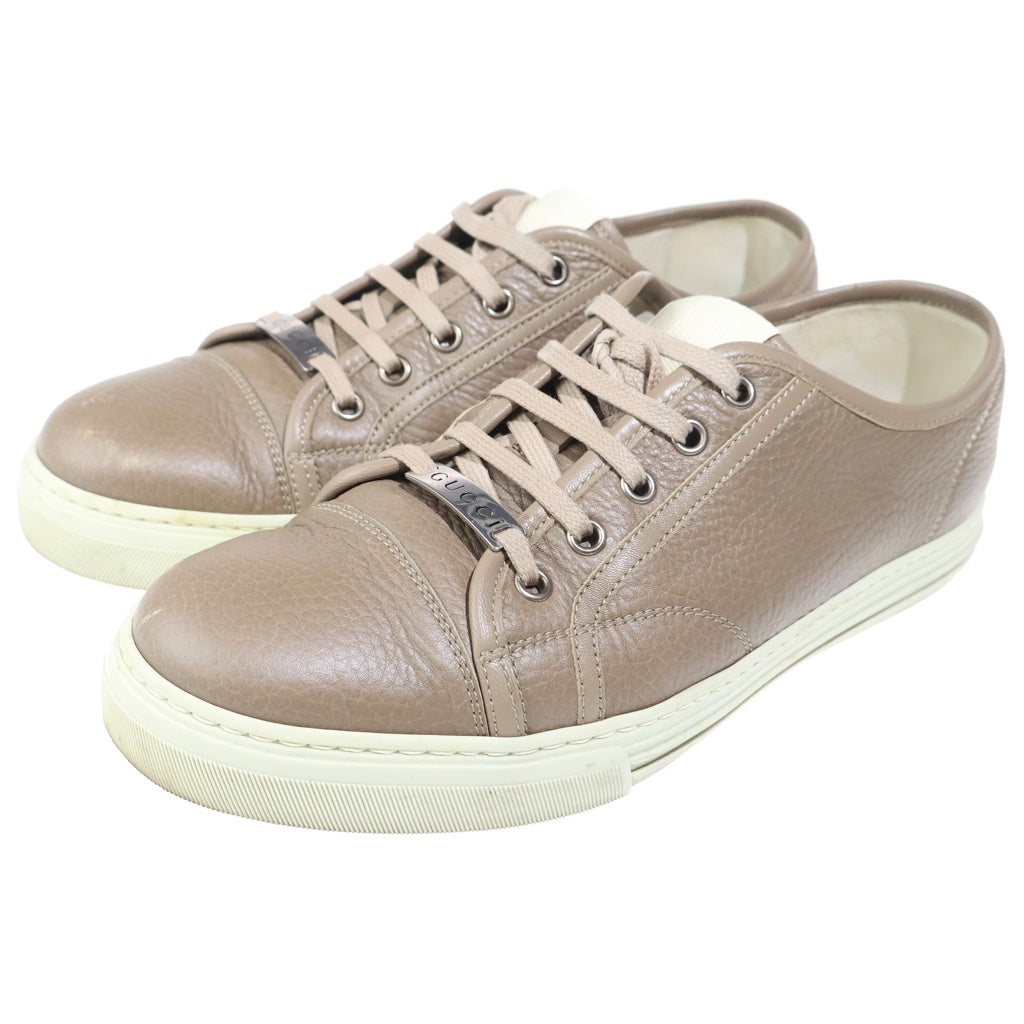GUCCI(グッチ) ロゴプレート レザー レースアップ ローカットシューズ スニーカー ベージュ 295295