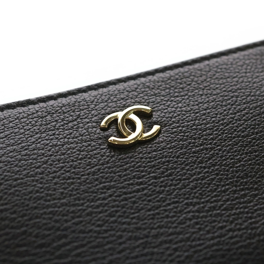 CHANEL(シャネル) ココマーク ジップコインケース ミニ財布 ブラック レザー ゴールド金具 レディース