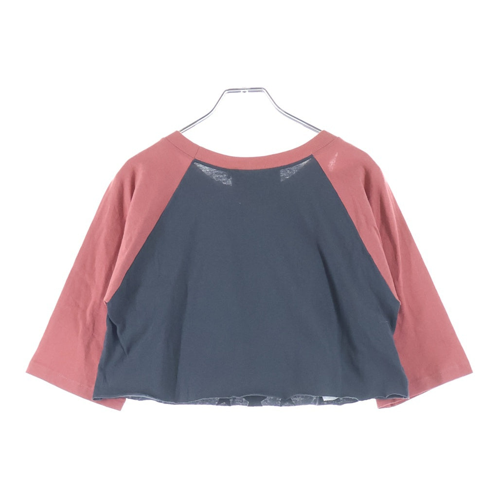 GUCCI(グッチ) Mount Olympus マウントオリンパス ロゴプリント ダメージ加工 ラグランスリーブ クロップド 5分袖 Tシャツ カットソー レッド/ブラック 653290 レディース