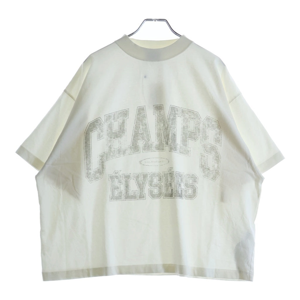 BALENCIAGA(バレンシアガ) カレッジロゴプリント モックネック 半袖Tシャツ カットソー ホワイト 818431