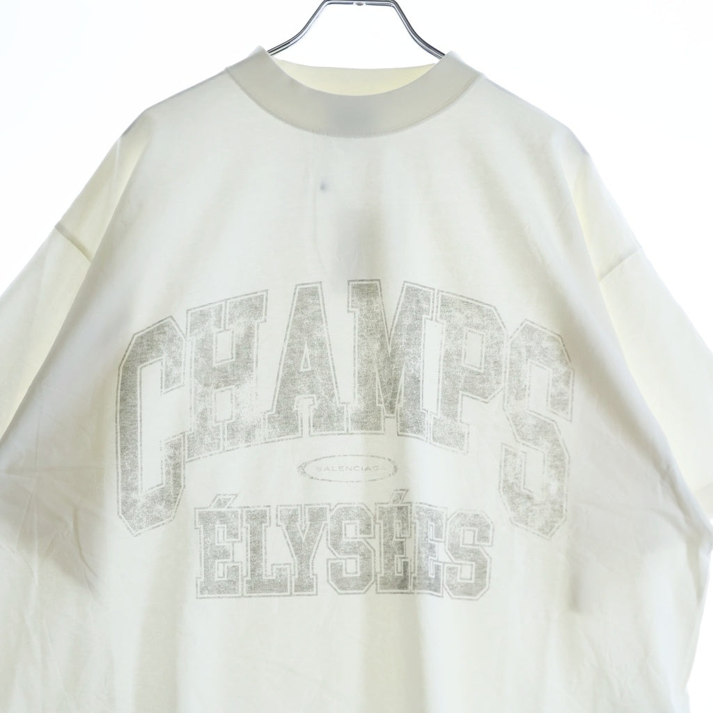 BALENCIAGA(バレンシアガ) カレッジロゴプリント モックネック 半袖Tシャツ カットソー ホワイト 818431