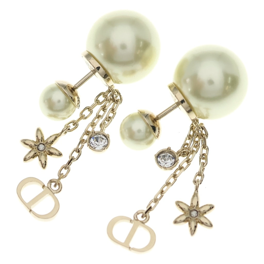 Christian Dior(クリスチャンディオール) トライバル CDロゴ パール ドロップピアス ゴールド レディース