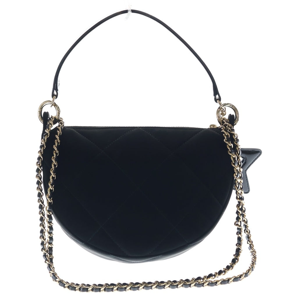 CHANEL(シャネル) ココネージュ スター チェーンクラッチバッグ ハンドバッグ ショルダーバッグ ブラック ベルベット エフェクト ナイロン ゴールド金具 レディース
