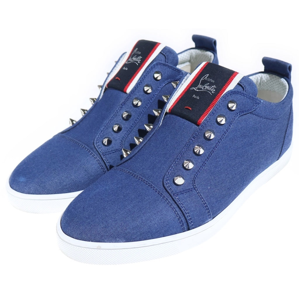 CHRISTIAN LOUBOUTIN(クリスチャンルブタン) F.A.V Fique A Vontadeデニムスパイクスニーカー 40 1/2 ブルー