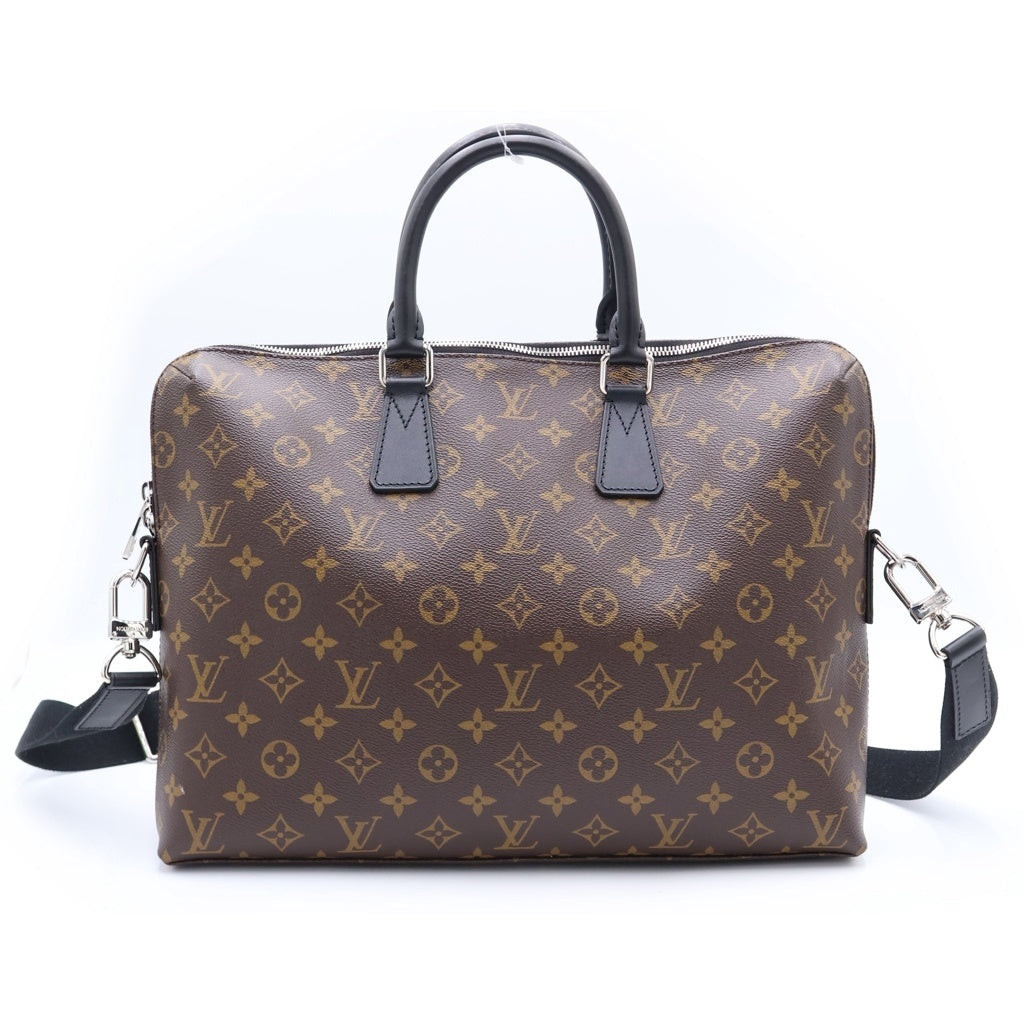 LOUIS VUITTON(ルイヴィトン) モノグラム・マカサー ポルトドキュマンジュール ハンドバッグ ショルダーバッグ 2WAYバッグ ブラウン×ブラック レザー×PVC M40868 シルバー金具