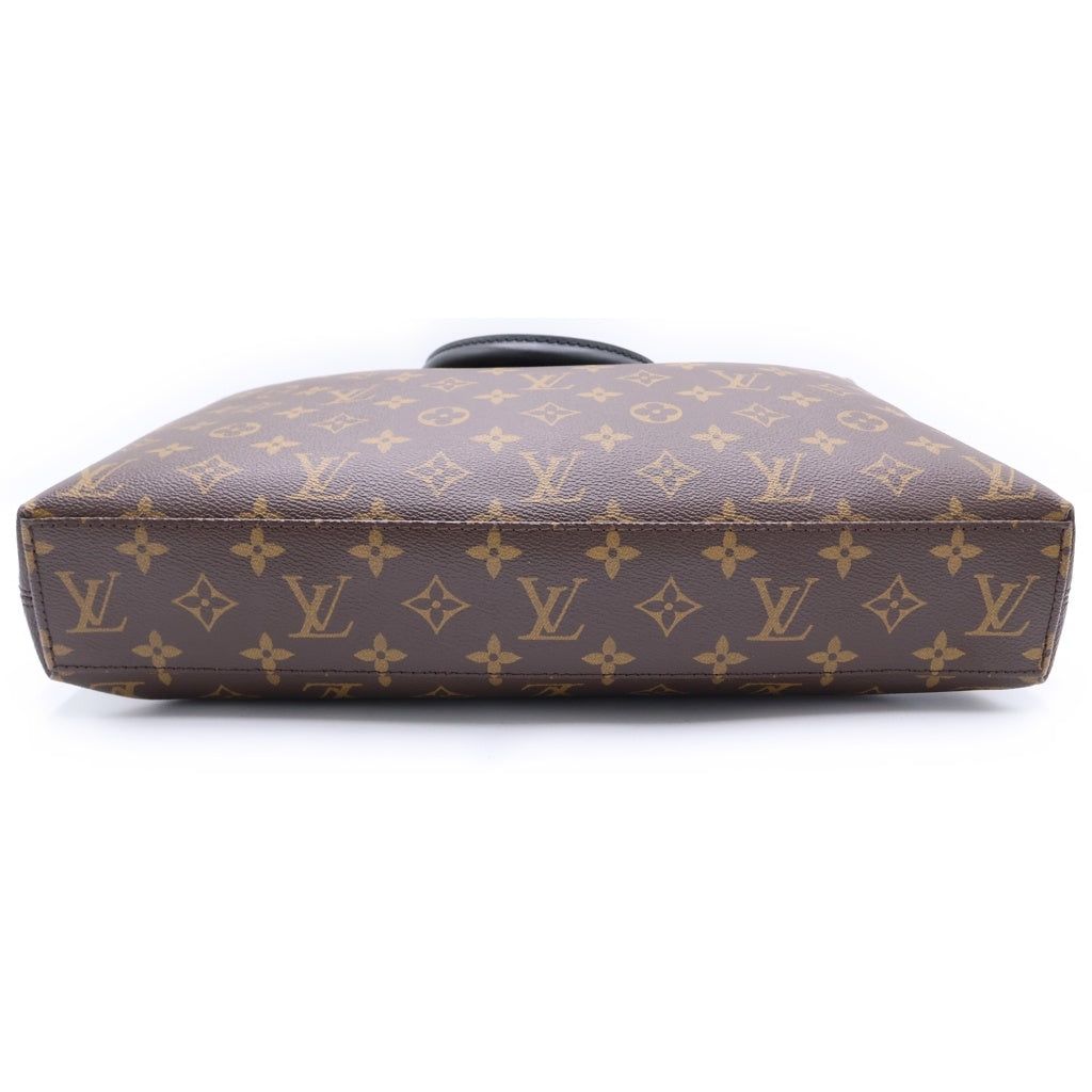 LOUIS VUITTON(ルイヴィトン) モノグラム・マカサー ポルトドキュマンジュール ハンドバッグ ショルダーバッグ 2WAYバッグ ブラウン×ブラック レザー×PVC M40868 シルバー金具