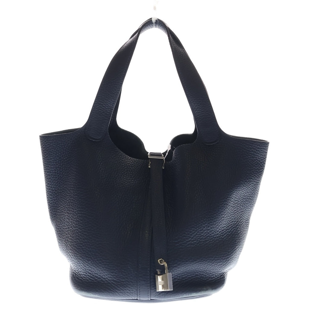 HERMES(エルメス) ピコタンロックMM ハンドバッグ ネイビー系 トリヨン シルバー金具 X刻印 レディース