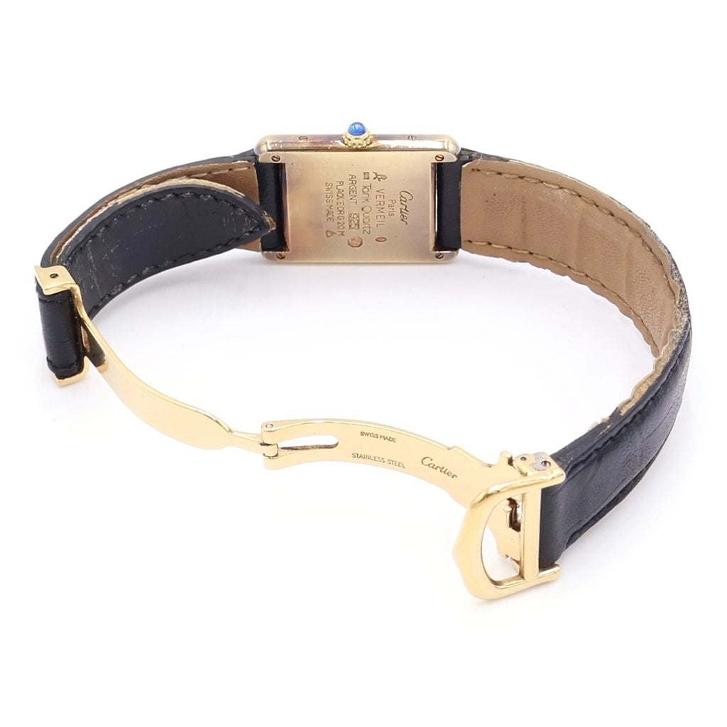 Cartier(カルティエ) マスト タンク LM GP×社外革/QZ クォーツ 電池式 腕時計 590005 アイボリー文字盤