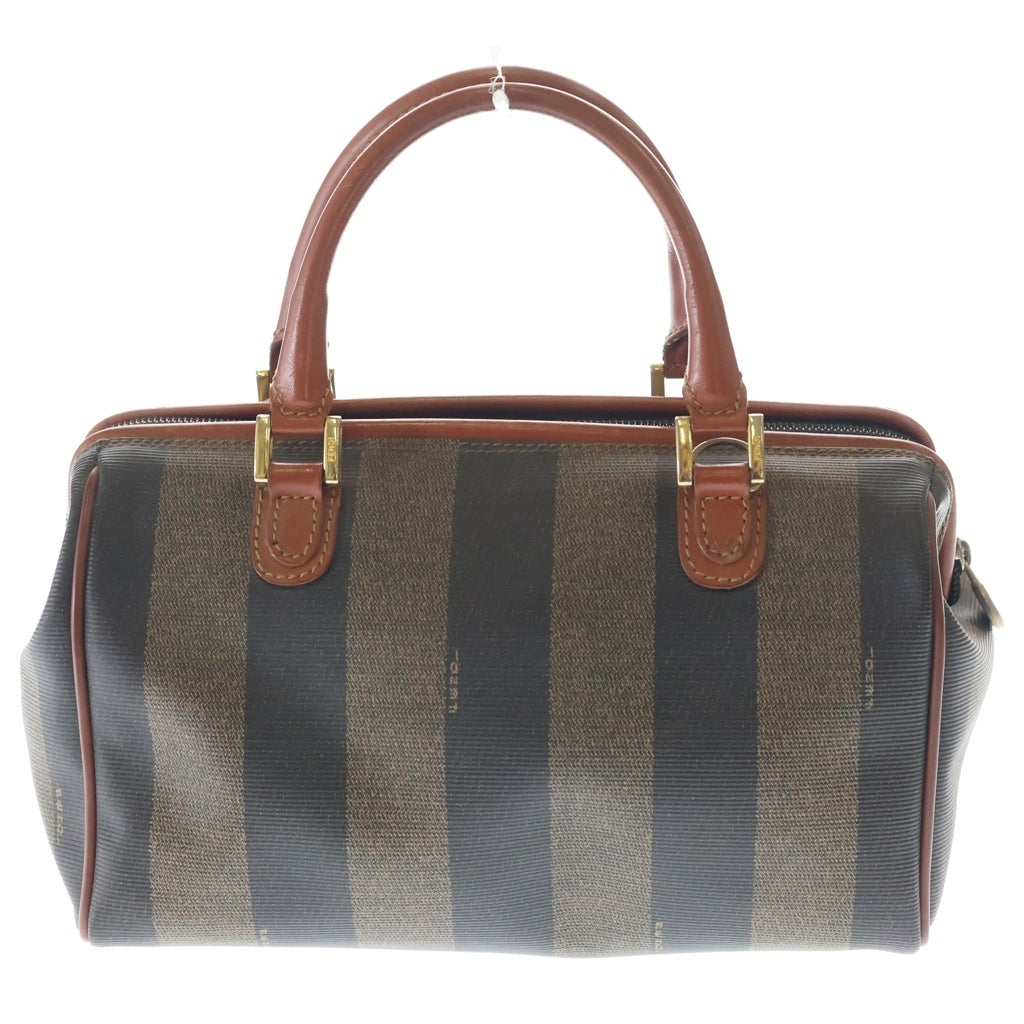 FENDI(フェンディ) ぺカン レザー PVC 2WAY ハンドバッグ ショルダーバッグ ミニ ボストンバッグ ブラウン レディース