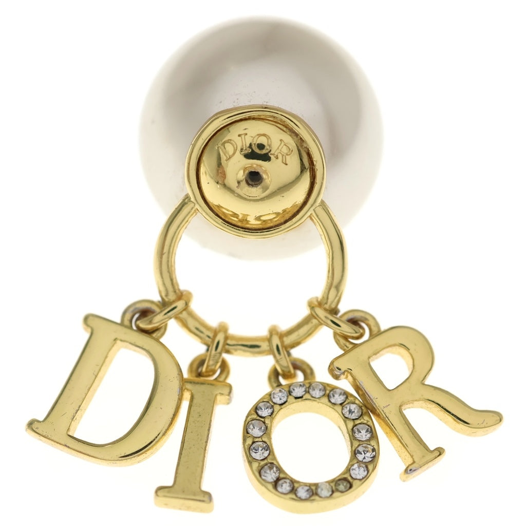 DIOR(ディオール) ロゴ フェイクパール ラインストーン トライバル ピアス ゴールド レディース