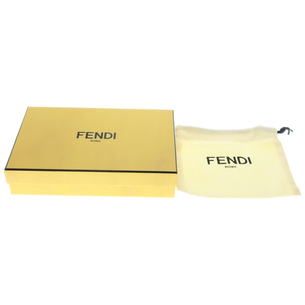 FENDI(フェンディ) コンパクトウォレット 三つ折り財布 コインケース ブラウン×ブラック レザー 8M0408 ゴールド金具 レディース