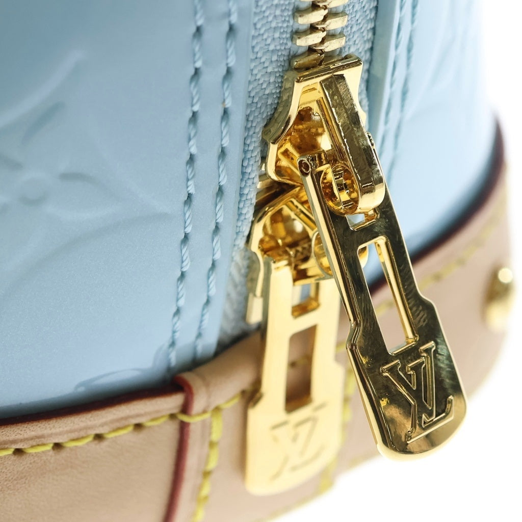 LOUIS VUITTON(ルイヴィトン) モノグラムヴェルニ アルマBB 2WAYバッグ ハンドバッグ ショルダーバッグ ブラウン×スカイブルー レザー×パテント M24062 ゴールド金具 レディース