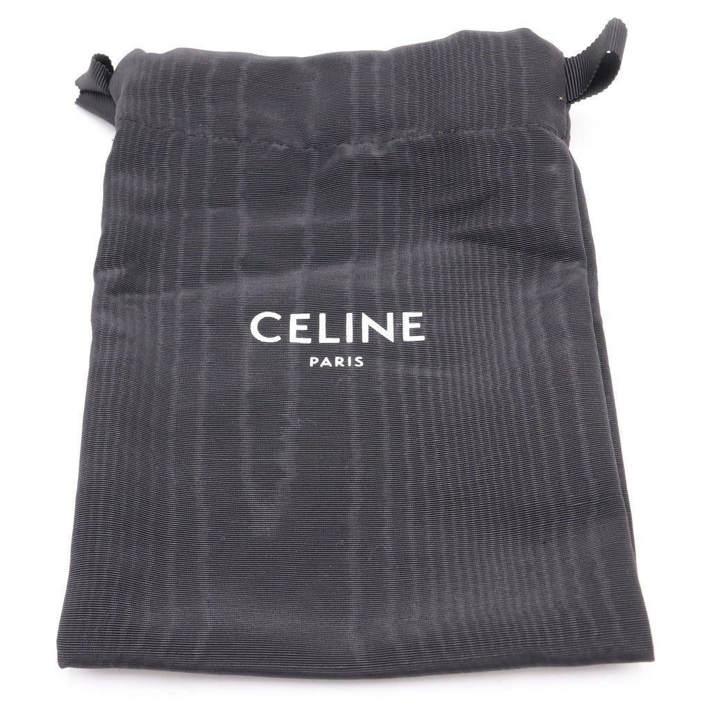 CELINE(セリーヌ) ストラップウォレット ニノ 二つ折り財布 カードケース ブラック レザー ゴールド金具 レディース