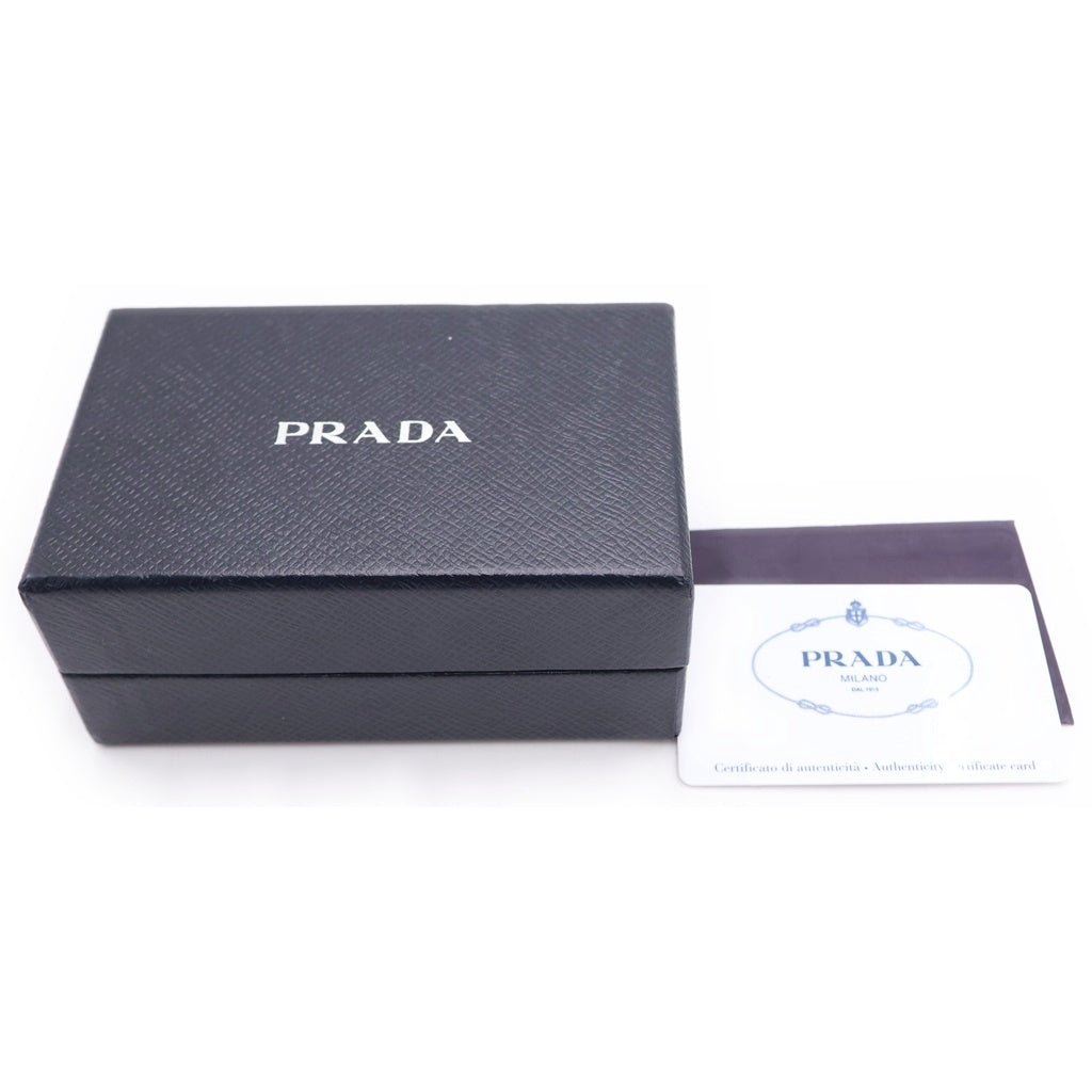 PRADA(プラダ) サフィアーノ 三つ折り財布 コンパクトウォレット コインケース ブラック×ピンク レザー 1MH021 ゴールド金具 レディース