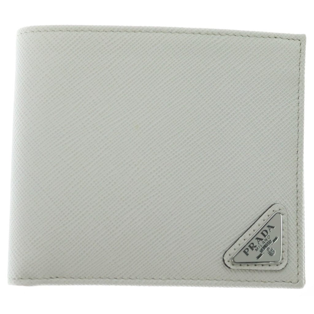 PRADA(プラダ) サフィアーノ 二つ折り財布 コンパクトウォレット カードケース ホワイト レザー 2MO513 シルバー金具 レディース
