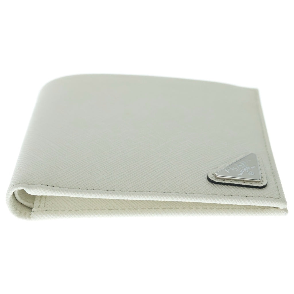 PRADA(プラダ) サフィアーノ 二つ折り財布 コンパクトウォレット カードケース ホワイト レザー 2MO513 シルバー金具 レディース