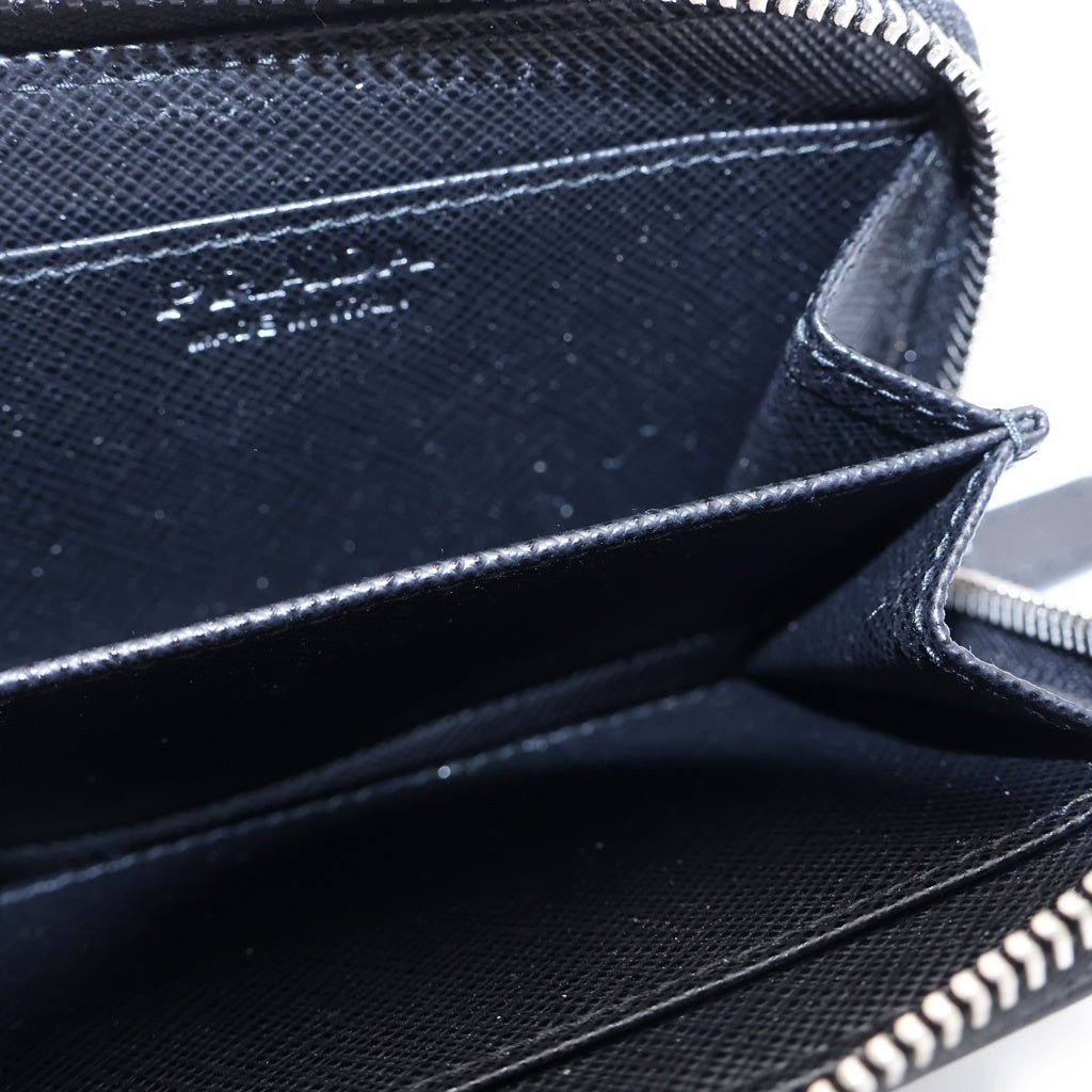 PRADA(プラダ) サフィアーノ コインケース ミニ財布 ブラック レザー 2MM003 シルバー金具