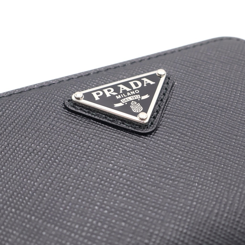 PRADA(プラダ) サフィアーノ コインケース ミニ財布 ブラック レザー 2MM003 シルバー金具