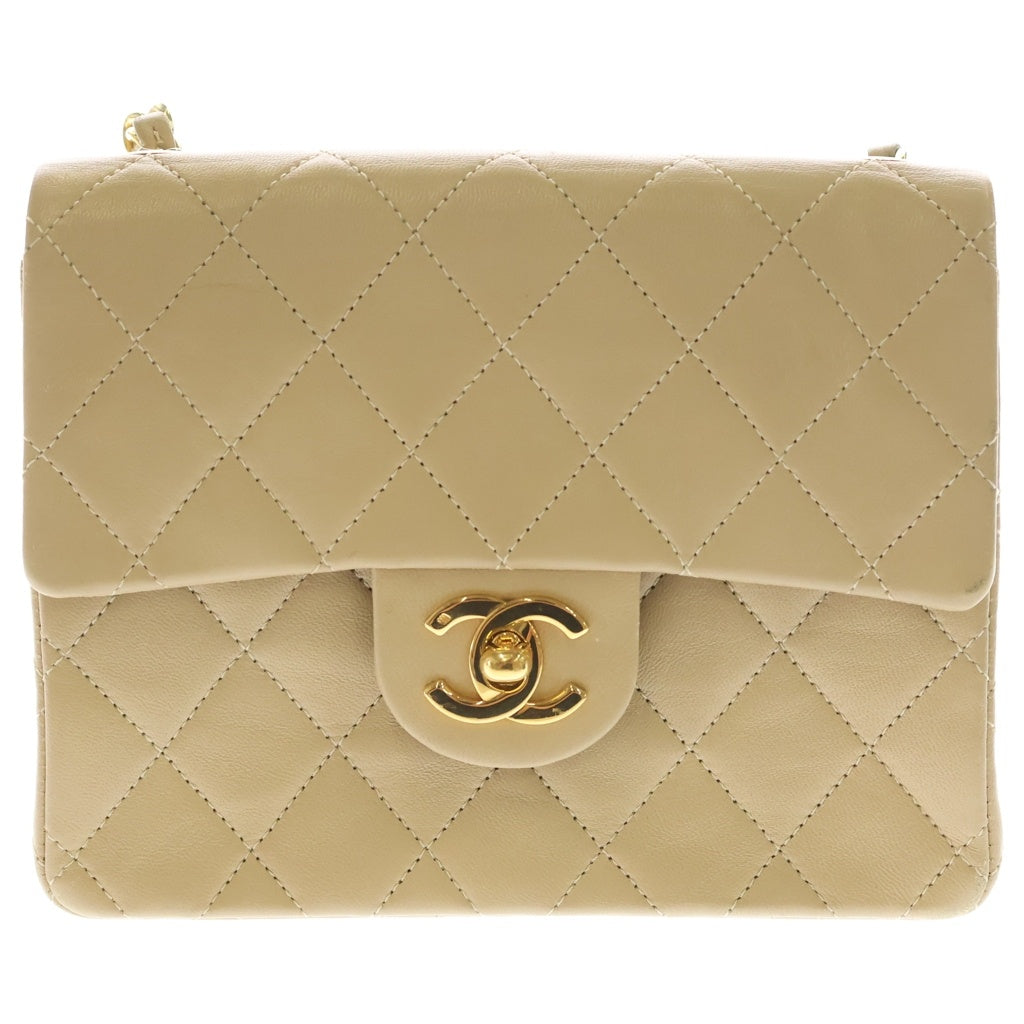 CHANEL(シャネル) ミニマトラッセ18 SフラップSチェーンショルダーバッグ ベージュ ラムスキン ゴールド金具 レディース