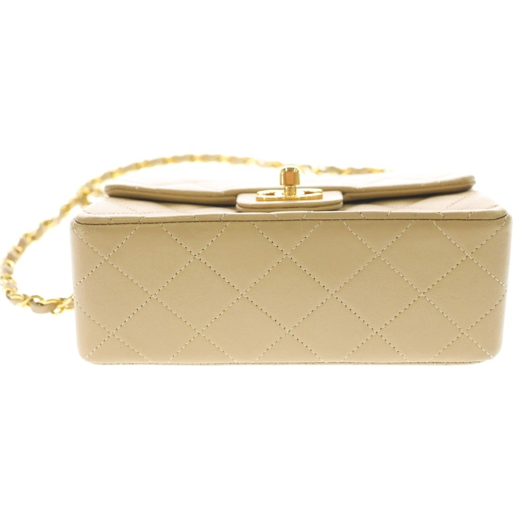 CHANEL(シャネル) ミニマトラッセ18 SフラップSチェーンショルダーバッグ ベージュ ラムスキン ゴールド金具 レディース