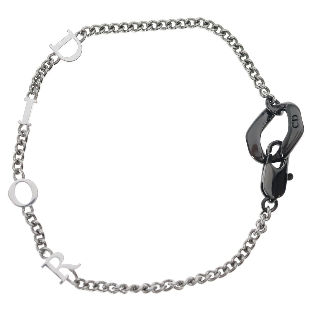 Christian Dior(クリスチャンディオール) コントラスト チェーン ブレスレット シルバー×ブラック B3088HOMMT レディース
