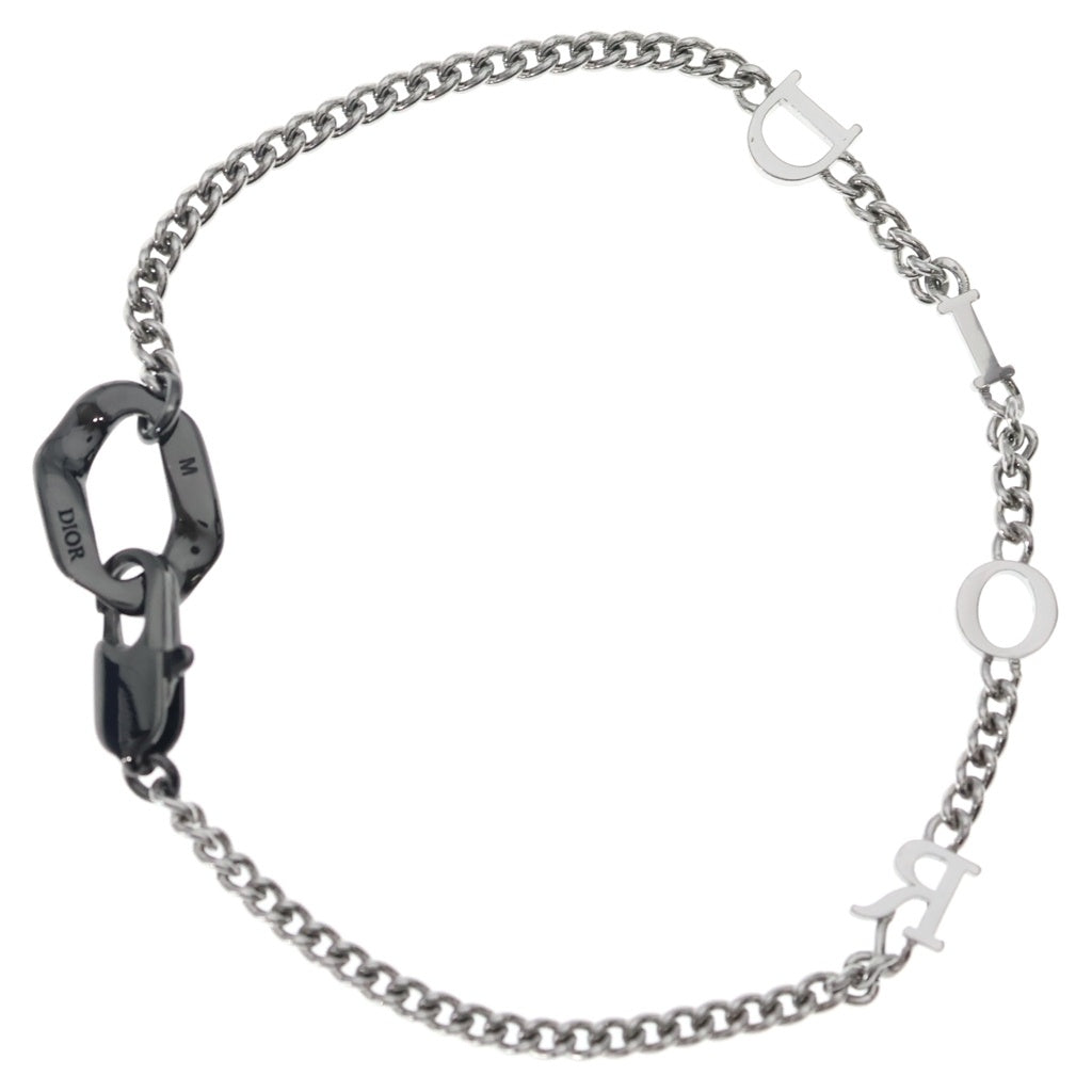 Christian Dior(クリスチャンディオール) コントラスト チェーン ブレスレット シルバー×ブラック B3088HOMMT レディース