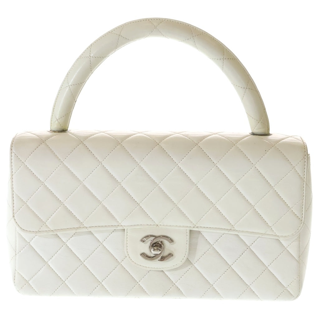 CHANEL(シャネル) シャネル トップハンドル ハンドバッグ ホワイト W26 ラムスキン シルバー金具 レディース