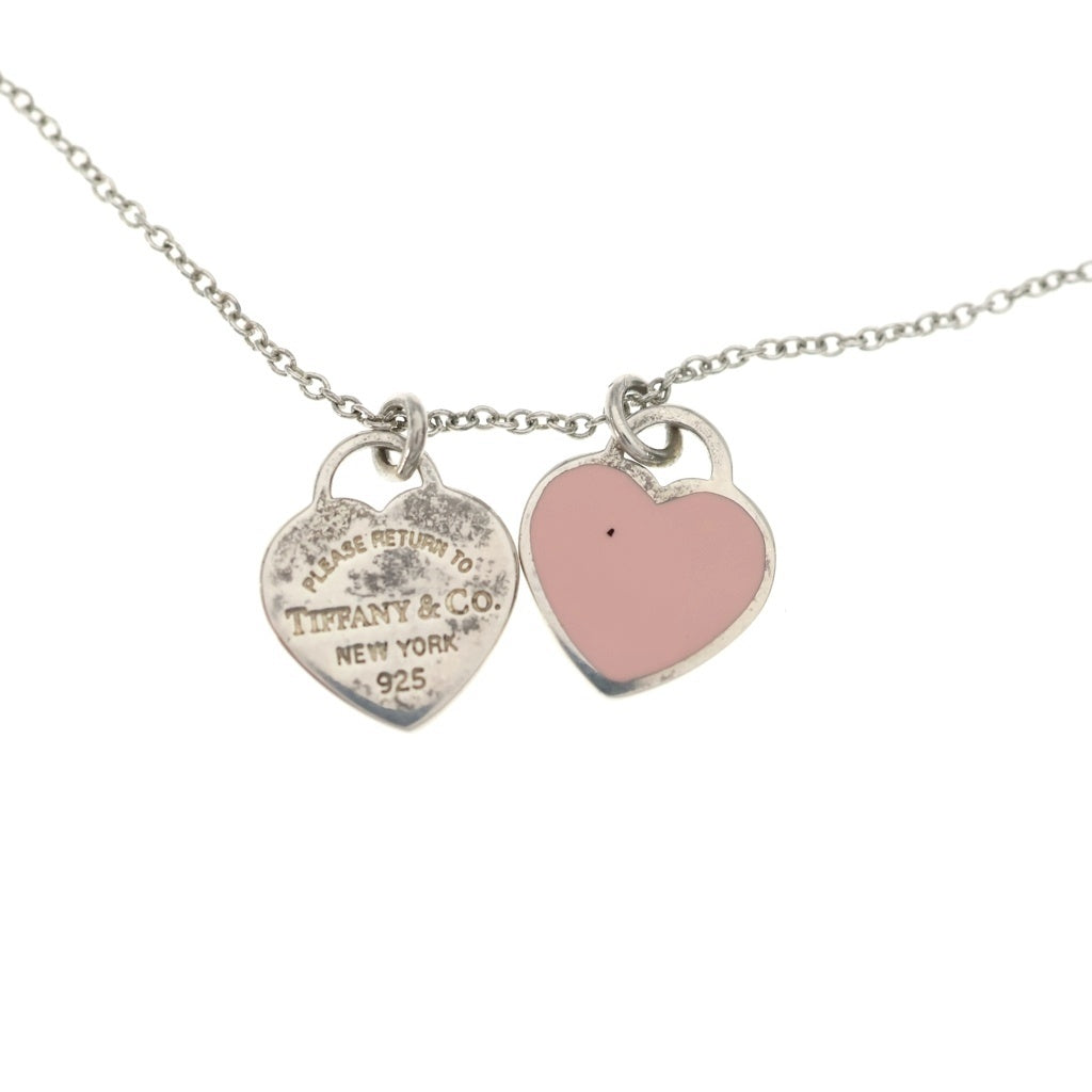 TIFFANY & Co.(ティファニー) リターントゥ ダブルハート ネックレス ペンダント チェーン シルバー×ピンク レディース