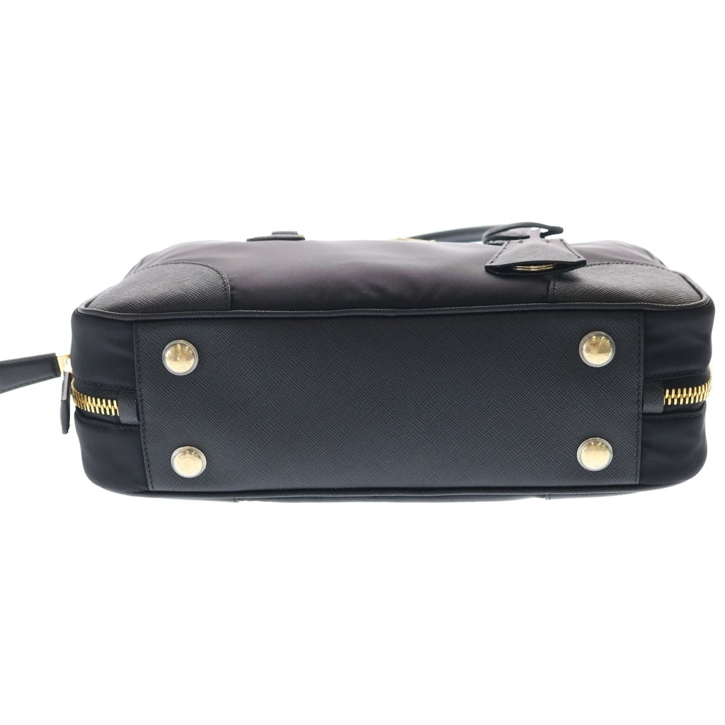 PRADA(プラダ) リナイロン1978 2WAYバッグ ハンドバッグ ショルダーバッグ ブラック レザー×ナイロン 1BB115 ゴールド金具 レディース