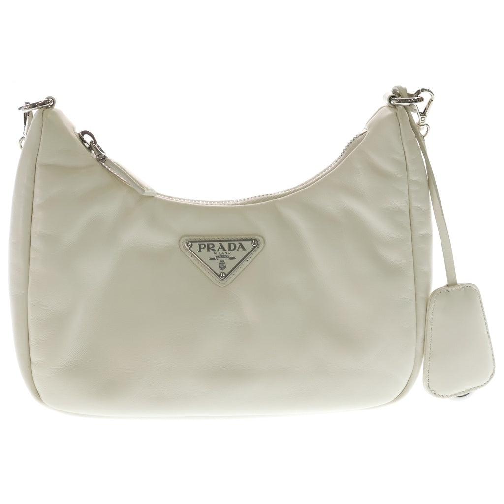 PRADA(プラダ) Re-Edition 2005 ショルダーバッグ ホワイト レザー 1BH204 シルバー金具 レディース