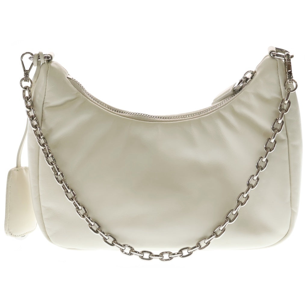 PRADA(プラダ) Re-Edition 2005 ショルダーバッグ ホワイト レザー 1BH204 シルバー金具 レディース