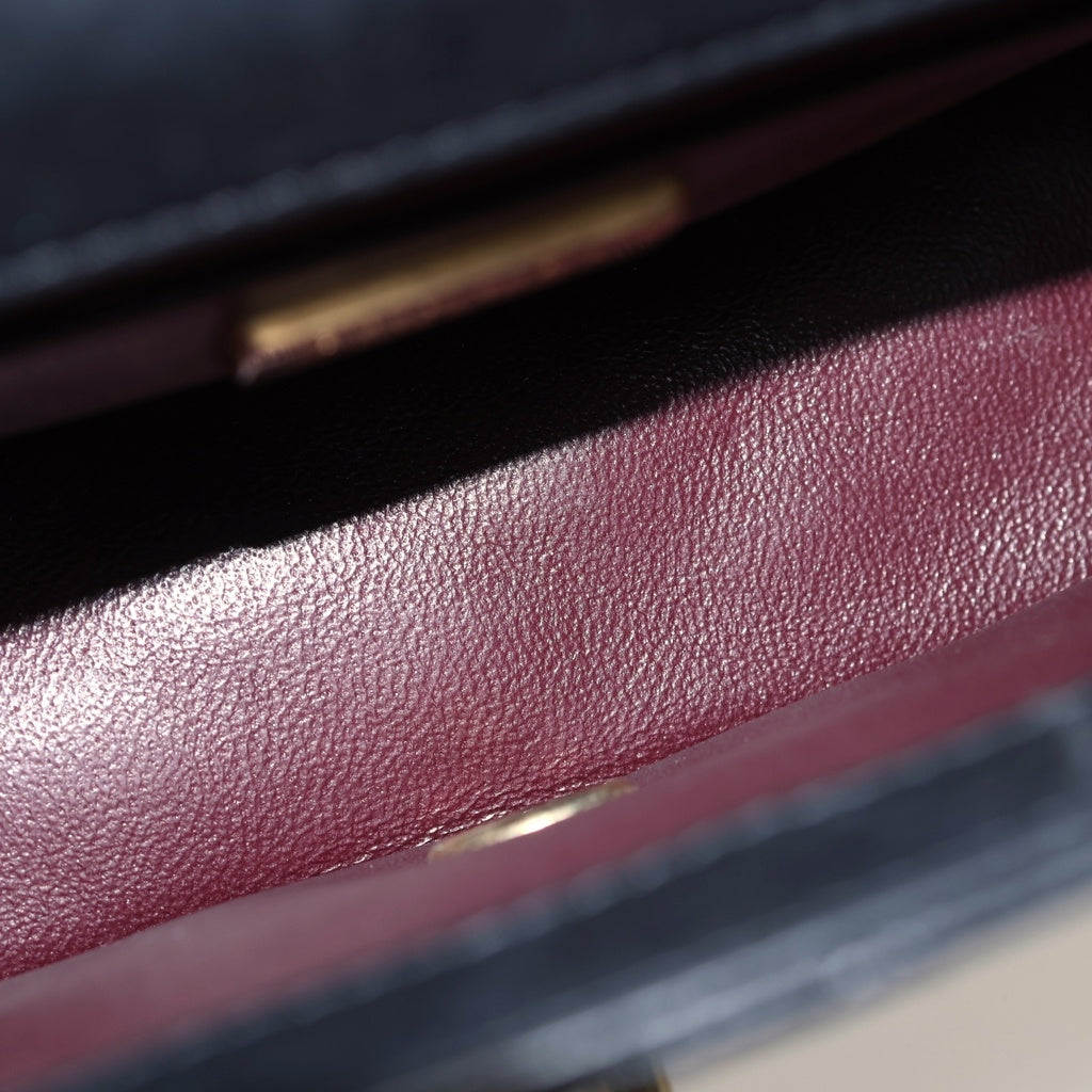 CHANEL(シャネル) マトラッセ25 メタル Sフラップ Wチェーン ショルダーバック ミニバッグ ブラック ラムスキン A94495 ゴールド金具 レディース