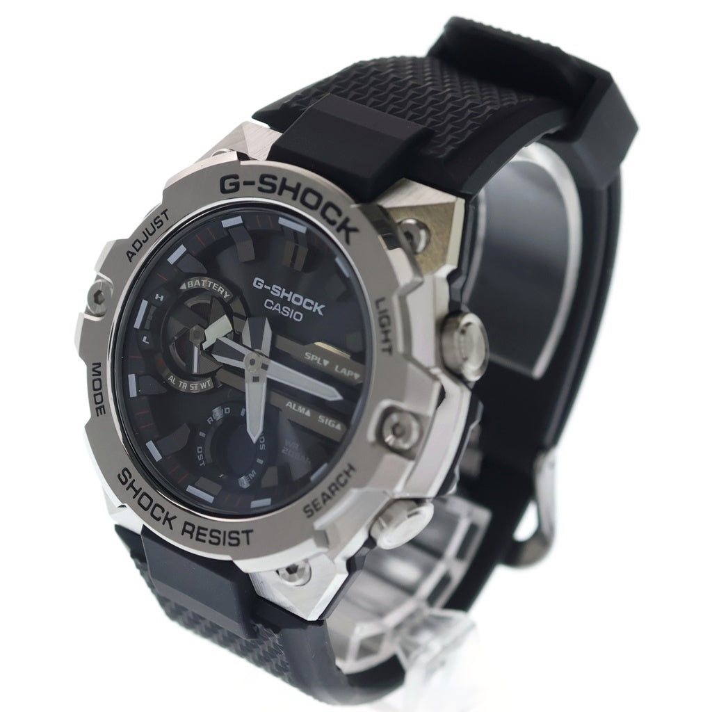 CASIO(カシオ) Gショック G-STEEL 黒文字盤 Bluetooth対応 ソーラー ラバー ブラック/シルバー GST-B400-1AJF
