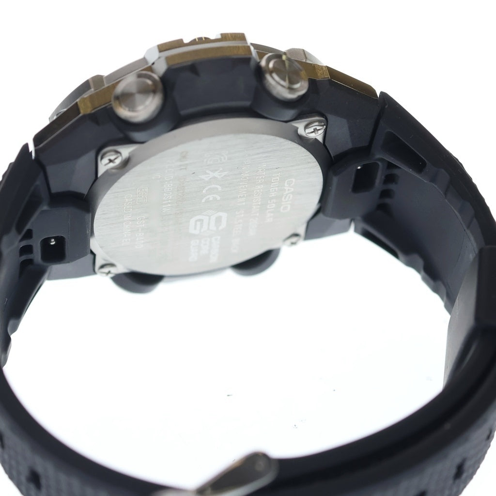 CASIO(カシオ) Gショック G-STEEL 黒文字盤 Bluetooth対応 ソーラー ラバー ブラック/シルバー GST-B400-1AJF