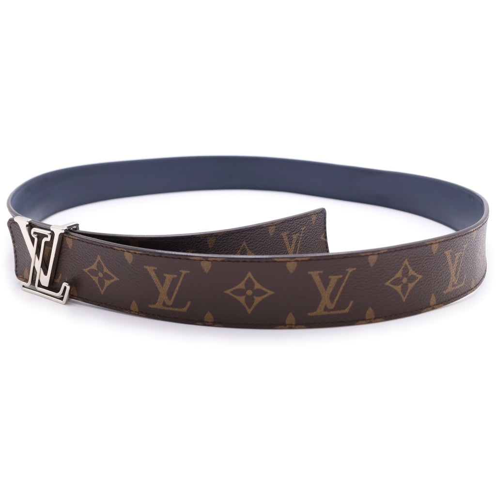 LOUIS VUITTON(ルイヴィトン) LV ロゴバックル モノグラム PVC レザー リバーシブル ベルト シルバー金具 ブラウン/ネイビー M0635
