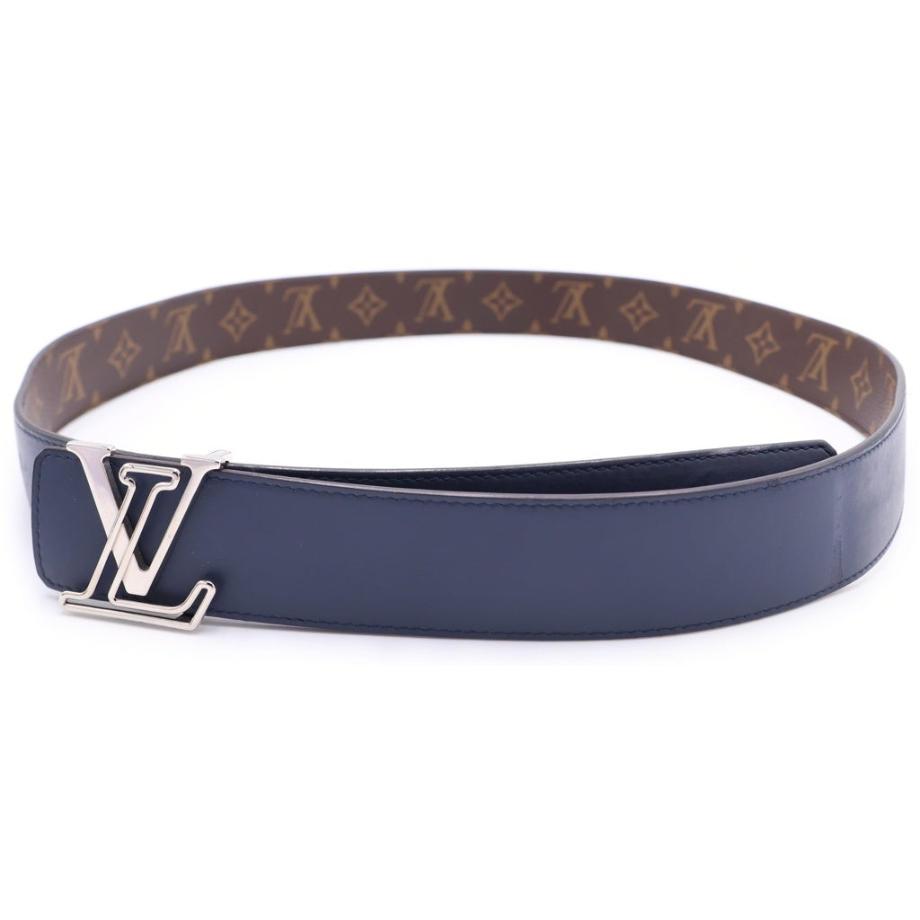 LOUIS VUITTON(ルイヴィトン) LV ロゴバックル モノグラム PVC レザー リバーシブル ベルト シルバー金具 ブラウン/ネイビー M0635