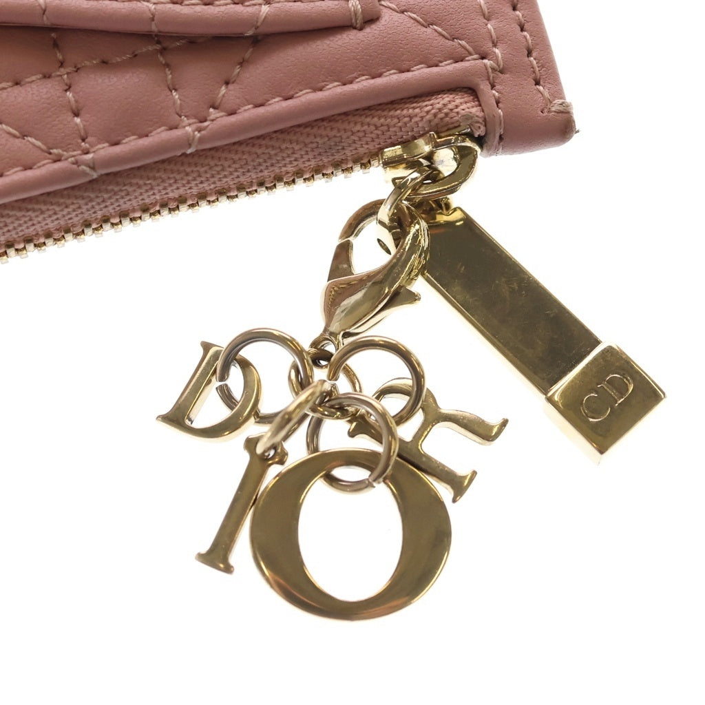 Christian Dior(クリスチャンディオール) レディディオール カナージュ フラグメント カードケース レザー ピンク レディース