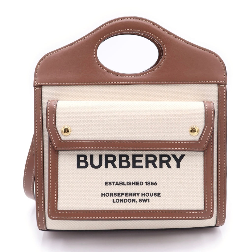 BURBERRY(バーバリー) ミニツートン ミニツートン 2wayバッグ キャンバス/レザー ショルダーバッグ ハンドバッグ ベージュ/ブラウン 8031746 レディース
