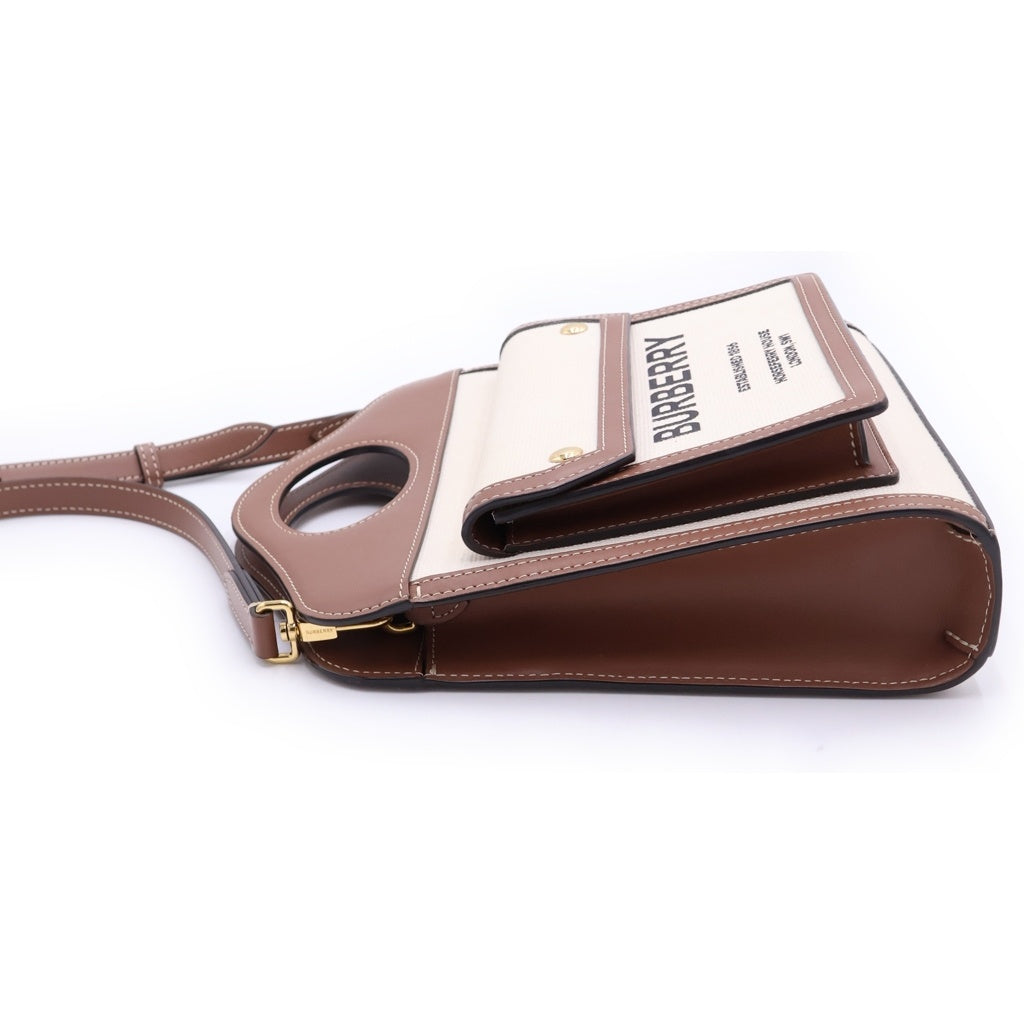 BURBERRY(バーバリー) ミニツートン ミニツートン 2wayバッグ キャンバス/レザー ショルダーバッグ ハンドバッグ ベージュ/ブラウン 8031746 レディース