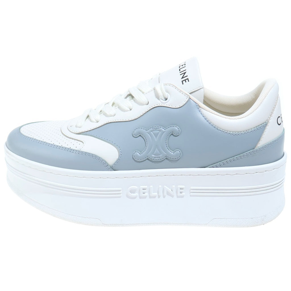 CELINE(セリーヌ) トリオンフ ブロックスニーカー 厚底 レザー ローカット ホワイト/ライトブルー レディース