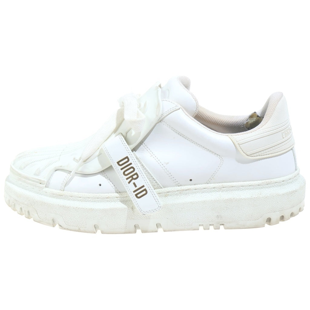 Christian Dior(クリスチャンディオール) DIOR-ID ローカットスニーカー シューズ ロゴ レザー ホワイト レディース