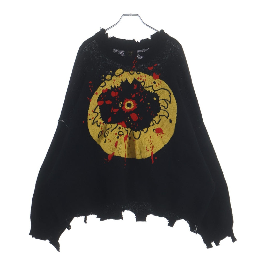 SAINT MICHAEL(セントマイケル) 24AW ×CACTUS PLANT FLEA MARKET CP CREW KNIT ダメージ加工 クルーネック プルオーバー 長袖ニット セーター SM-YS1-0000-C07