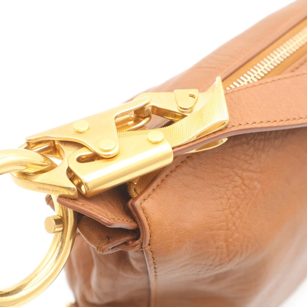 BURBERRY(バーバリー) ナイト ショルダーバッグ ブラウン レザー ゴールド金具 レディース